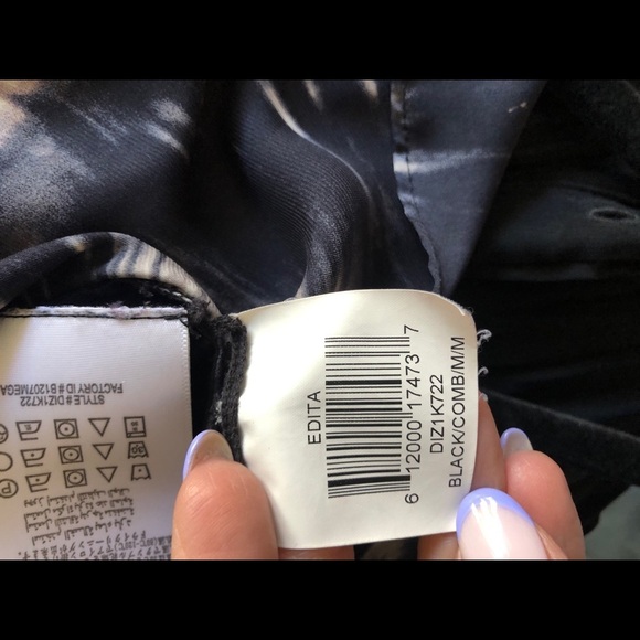 BCBGMaxAzria Tank Top Edita brush stroke pattern size M black and grey - Picture 8 of 9